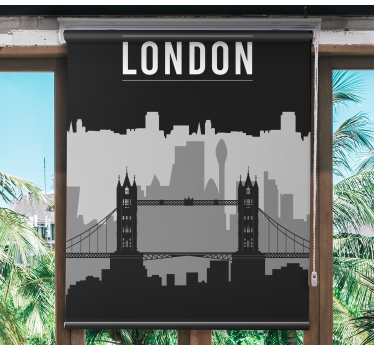 Estor con dibujos Horizonte de londres negro y gris - TenVinilo