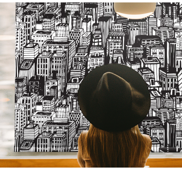 Estor con dibujos Horizonte de nueva york reflejado - TenVinilo