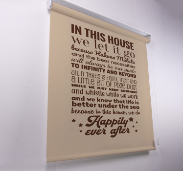 Estor con frase en esta casa lo dejamos ir - TenVinilo