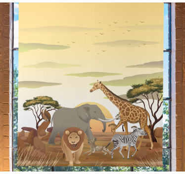 Estor de animales Paisaje africano de dibujos animados - TenVinilo