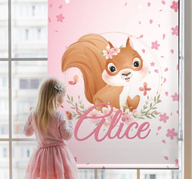 Estor de bebé Linda ardilla para niña con nombre - TenVinilo
