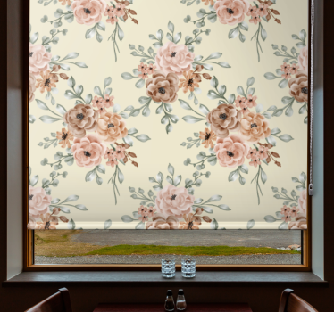 Estor de flores Románticas grandes rosas de pintura al óleo - TenVinilo