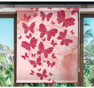 Estor de mariposas Elegantes mariposas rosas - TenVinilo