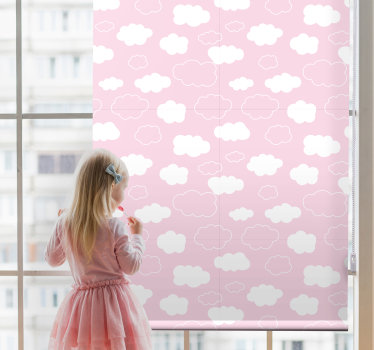 Estor enrollable nubes patrón blanco y rosa - TenVinilo