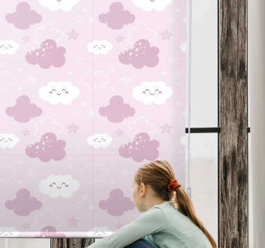 Estor enrollable infantil patrón nubes rosas - TenVinilo