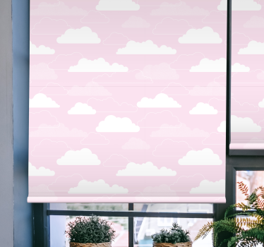 Estor de nubes Fondo rosa con estilo de dibujos animados - TenVinilo