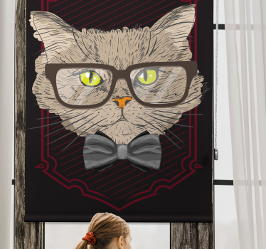 Estor estilo divertido Gato con gafas - TenVinilo