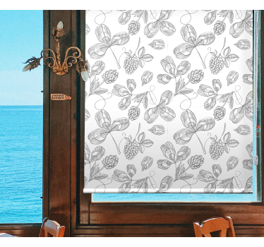 Estor estampado floral gris estilo bordado - TenVinilo