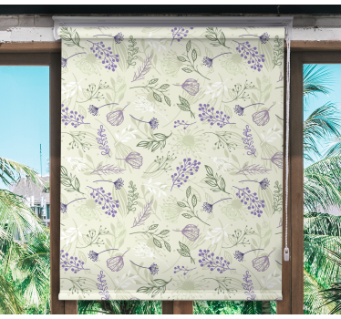 Estor enrollable cocina verde floral - TenVinilo