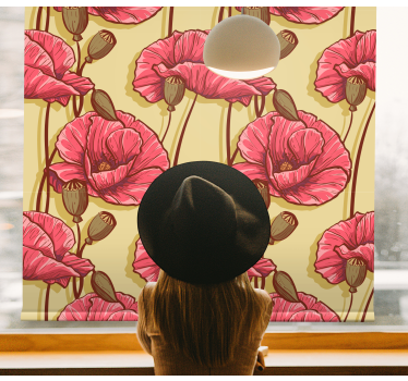 Estor estampado floral patrón amapolas vintage - TenVinilo