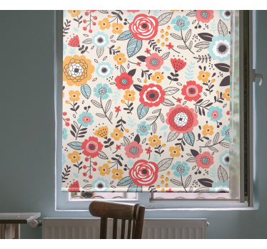 Estor estilo floral Patrón de colores pintado - TenVinilo