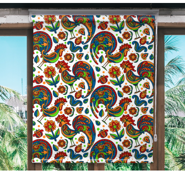 Estor estilo floral Pollos de colores y polaco. - TenVinilo