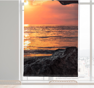 Estor estilo original 3d cueva amanecer océano - TenVinilo