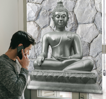 Estor enrollable gris estilo zen buda de piedra - TenVinilo