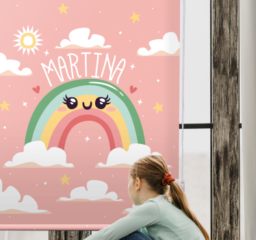 Estor habitación Bonito arcoiris con nubes con nombre - TenVinilo
