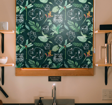 Estor habitación infantil Colorida planta de la selva, animales - TenVinilo