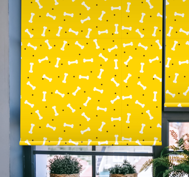 Estor habitación infantil Lindo fondo amarillo hueso de perro - TenVinilo
