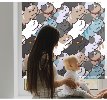 Estor habitación infantil Lindo gato durmiendo patrón - TenVinilo
