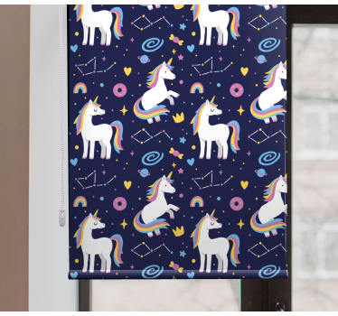 Estor habitación infantil Patrón de unicornio con símbolos - TenVinilo