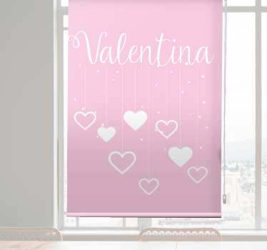 Estor infantil Corazones colgantes sobre fondo rosa - TenVinilo