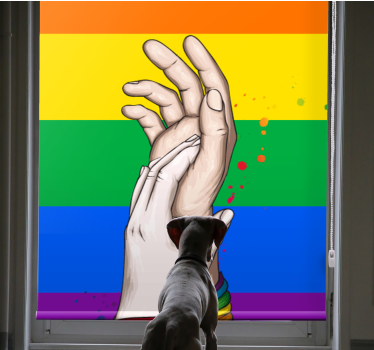 Estor para salón Manos humanas y cinta arcoíris lgbt - TenVinilo