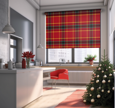 Estor color rojo textura de tartán rojo navideño - TenVinilo