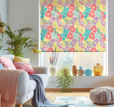 Estor para salón flores pastel - TenVinilo