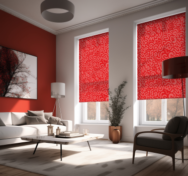 Estor para salón líneas redondeadas abstractas rojas - TenVinilo