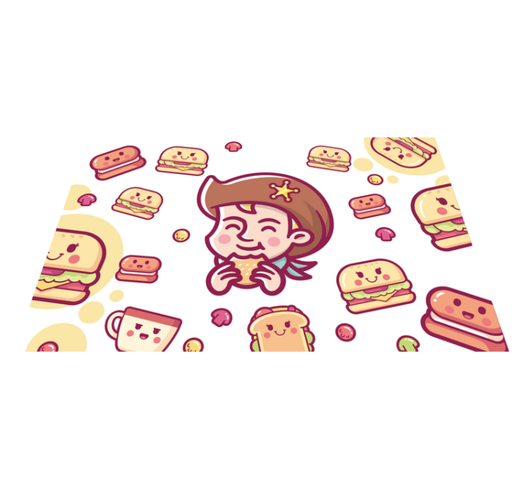 Individual de mesa infantil niño feliz comiendo hamburguesas - TenVinilo