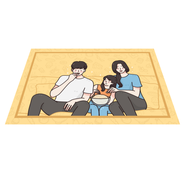 Individual de mesa infantil familia disfrutando bocadillos - TenVinilo