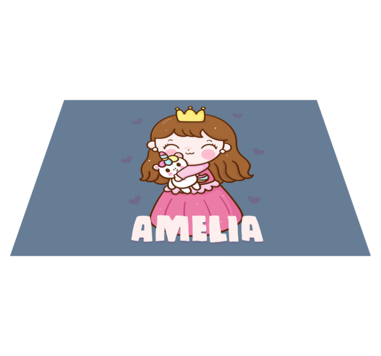 Individual de mesa infantil princesa linda con unicornio - TenVinilo