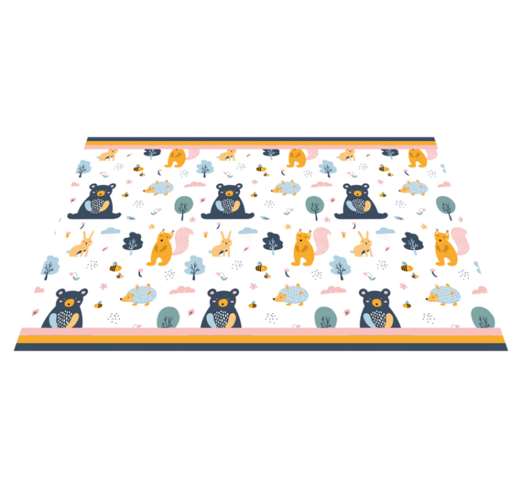 Mantel individual infantil Ardillas de colores y osos de peluche - TenVinilo