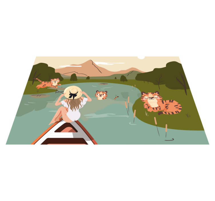 Individual de mesa infantil escena de tigres juguetones - TenVinilo