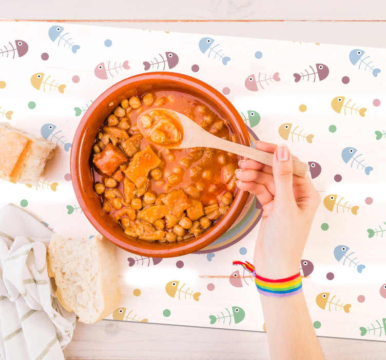 Individual de mesa infantil concepto peces vivos - TenVinilo