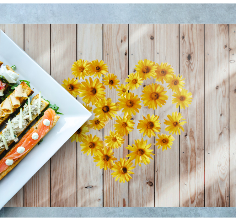 Mantel individual elegante Margarita de corazón en textura de mad - TenVinilo