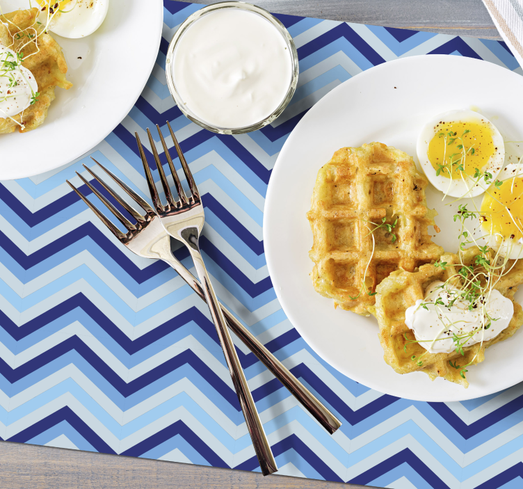 Mantel individual moderno chevron de blues - TenVinilo