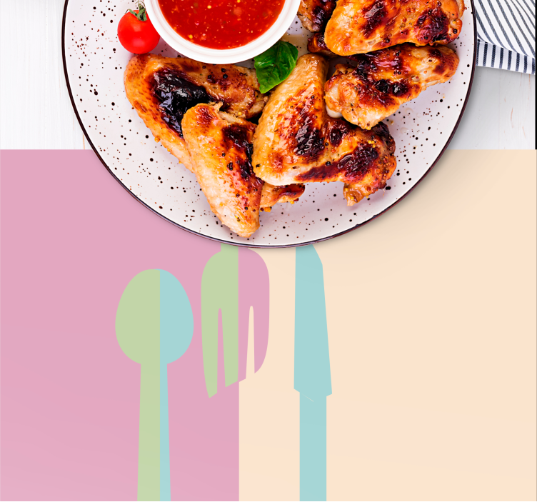 Mantel individual moderno Utensilios de colores pastel - TenVinilo