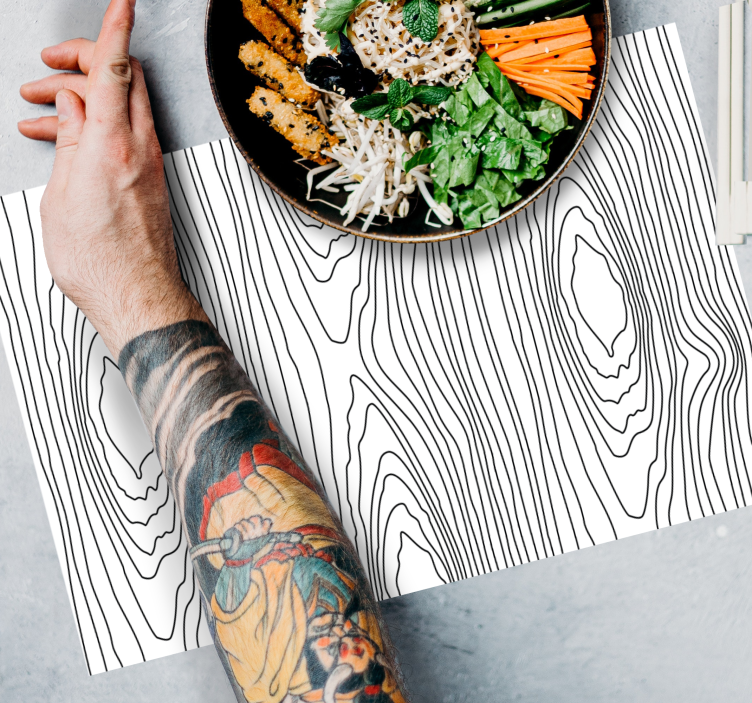 Mantel individual original Textura arbol blanco y negro - TenVinilo