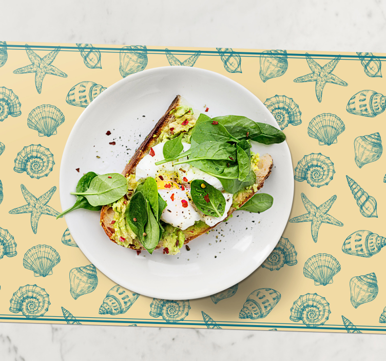 Mantel individual beige conchas dibujadas - TenVinilo