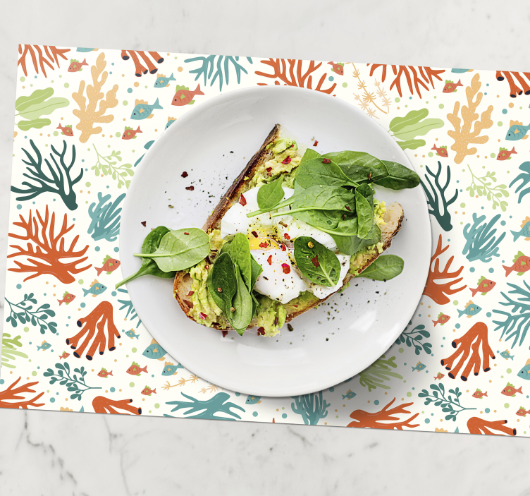 Mantel individual rectangular Coral colorido - TenVinilo