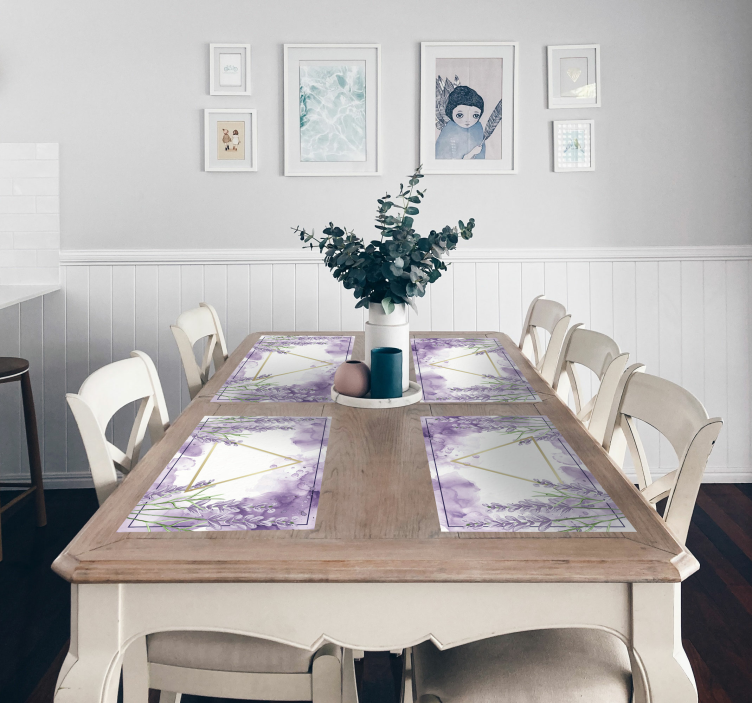 Individual mesa moderno Triangulo lavanda digital - TenVinilo