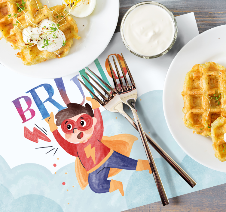 Mantel individual infantil Super niño acuarela - TenVinilo