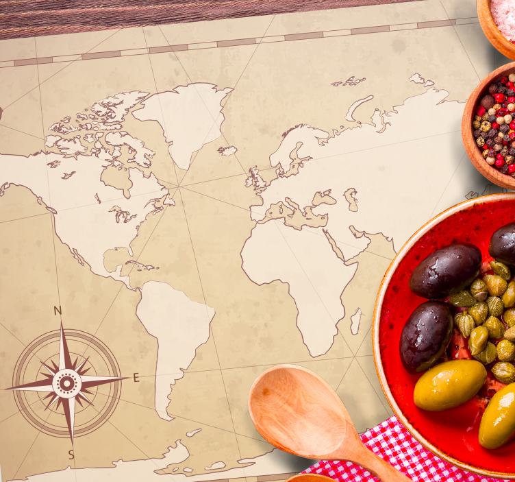 Manteles individuales de vinilo de mapa del mundo vintage - TenVinilo