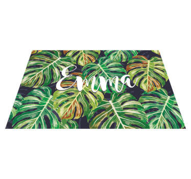 Mantel individual con nombre hojas tropicales - TenVinilo