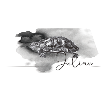 Manteles individuales tortuga tono gris con nombre - TenVinilo