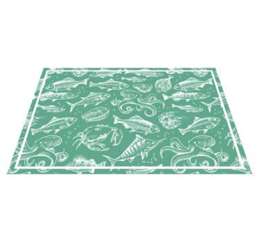 Individuales de mesa bosquejo de peces verde - TenVinilo