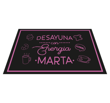 Mantel individual con nombre desayuno enérgico - TenVinilo
