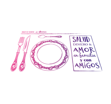 Individuales para mesa con nombre Dinero y salud - TenVinilo
