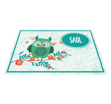 Individual de mesa infantil búho con nombre - TenVinilo