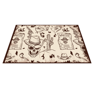 Individual mesa original temas de calavera y vaquero - TenVinilo
